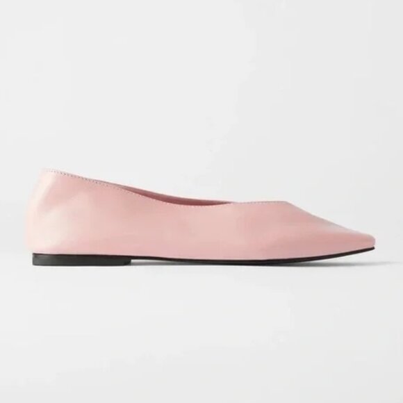 NWOT Zara pink leather ballerina flats, EU 36 - Picture 2 of 12